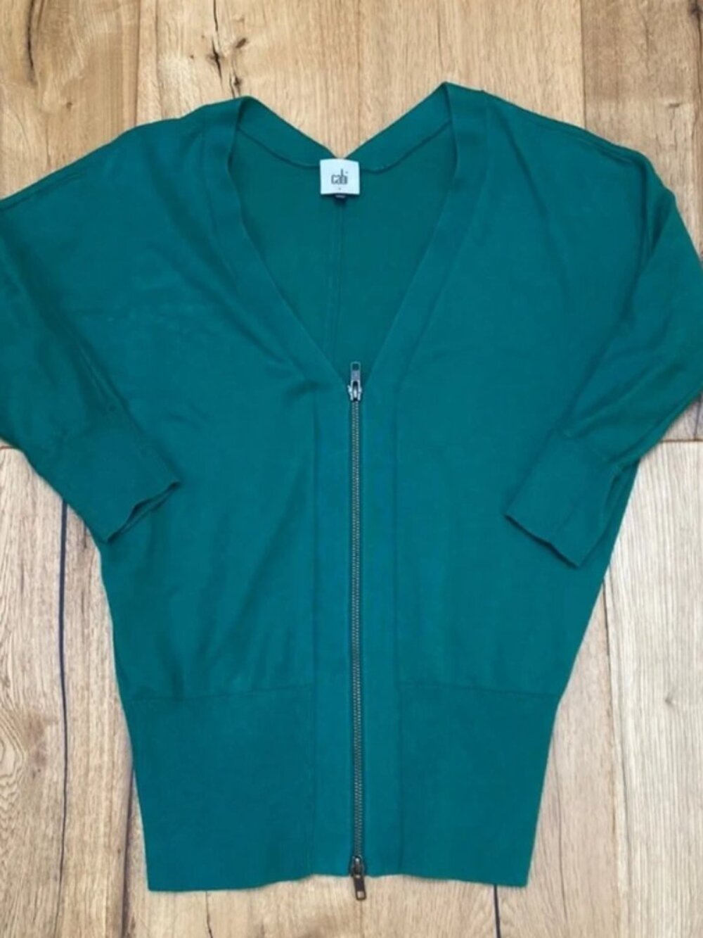 CAbi Green Half Zip Cardigan